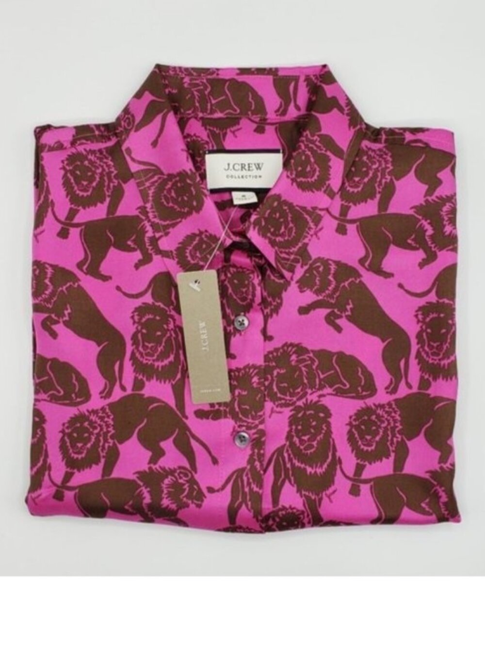 J. Crew Collection Silk Shirt Sleepy Lions - Picture 5 of 6
